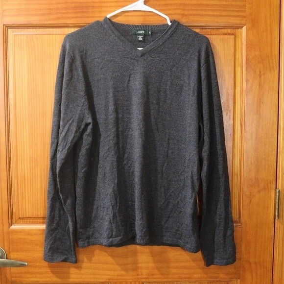 Jcrew Gray Merino Wool Vneck Sweater Medium - Picture 2 of 10